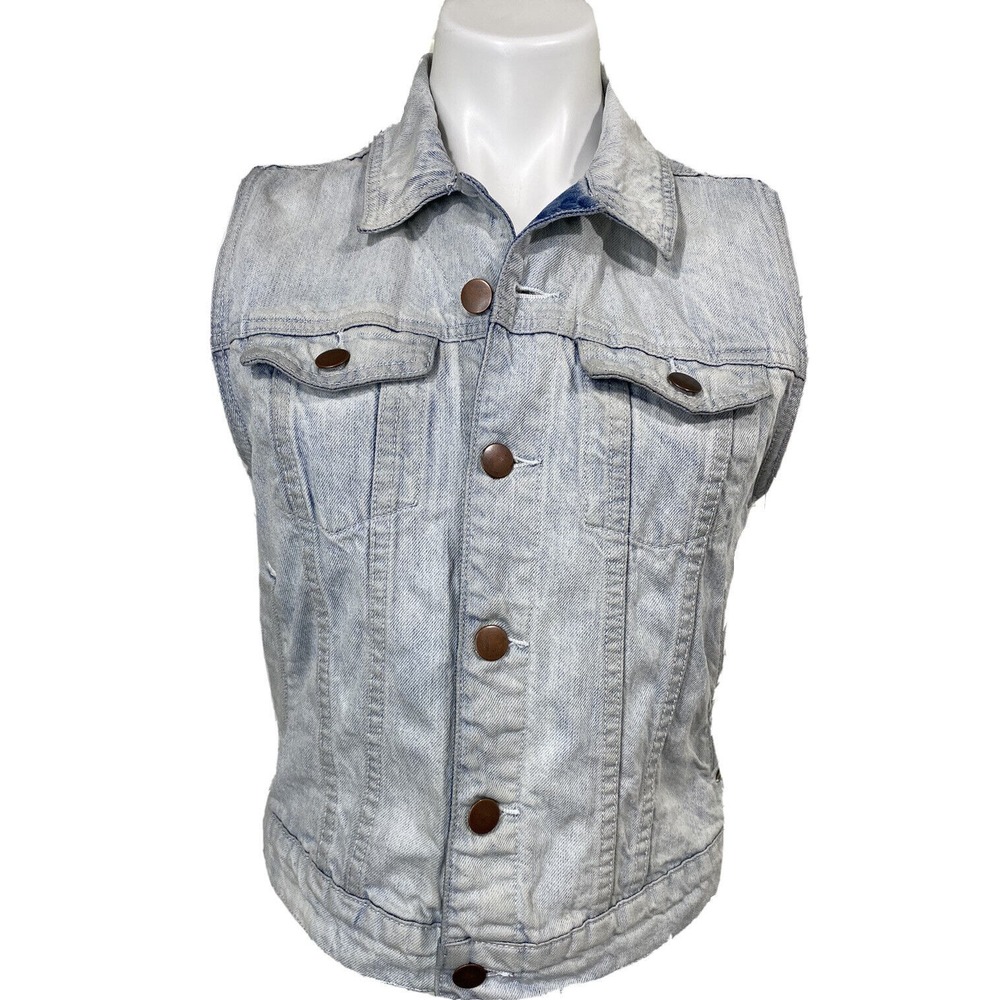 or Joseph Embroidered Denim Vest Womens Small Boho Trucker Western Y2K